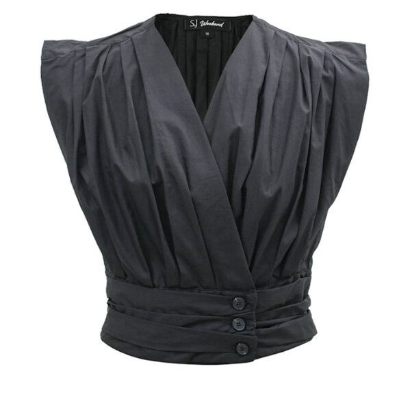 Cross-Heart Crop Top In Cotton - Black - Picture 2 of 4